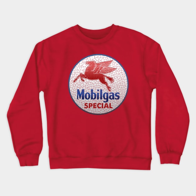 vintage oil mobil gas pegasus sign Crewneck Sweatshirt by small alley co